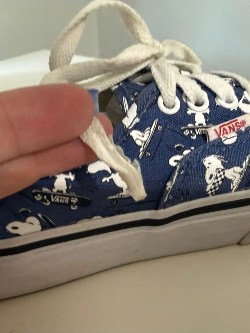 VANS x Peanuts Snoopy Navy Canvas Low Top Lace-Up Sneakers Unisex Kids 1.5